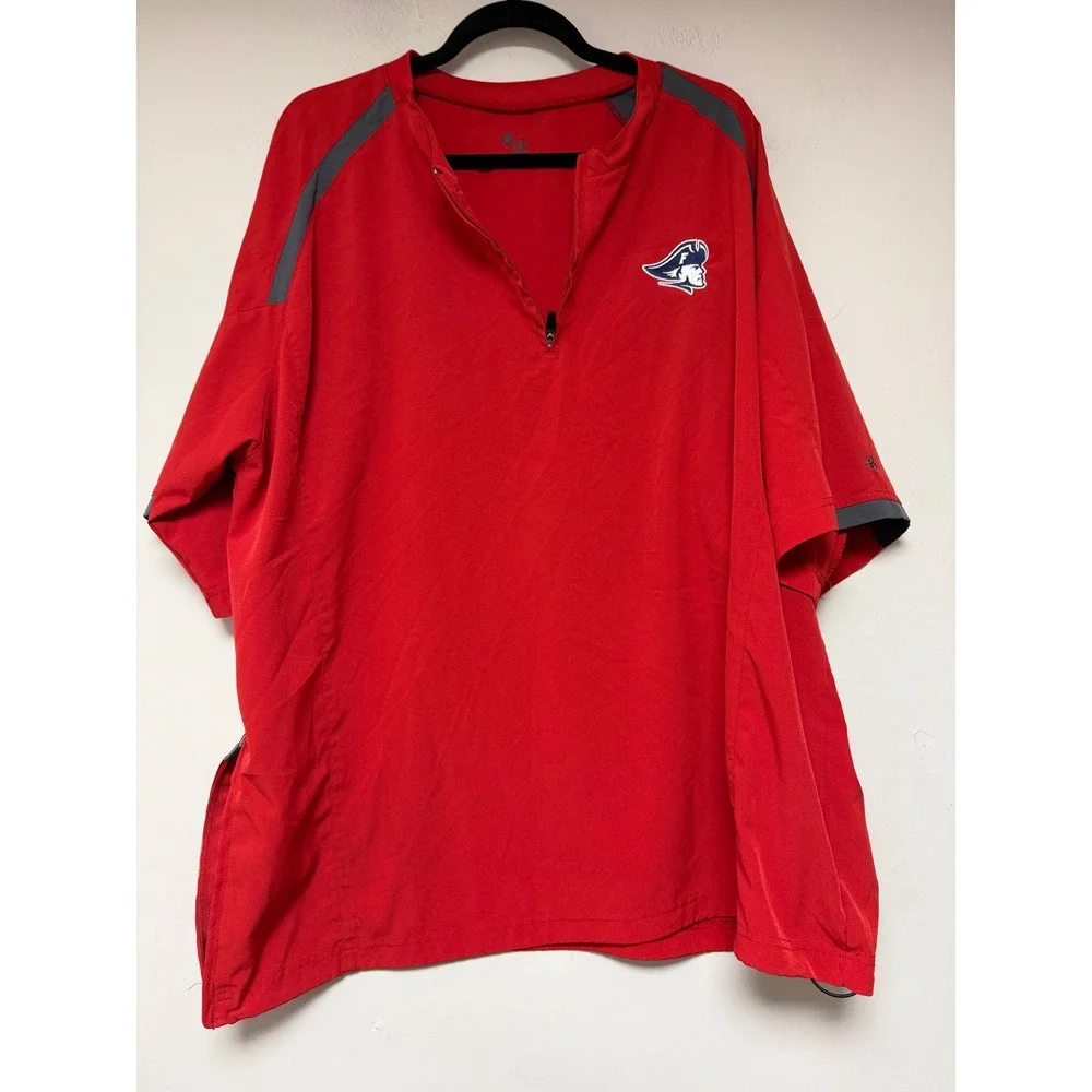 Badger Sportswear Red Pullover‎ Quarter Zip Jacket Short Sleeve XL Baseball